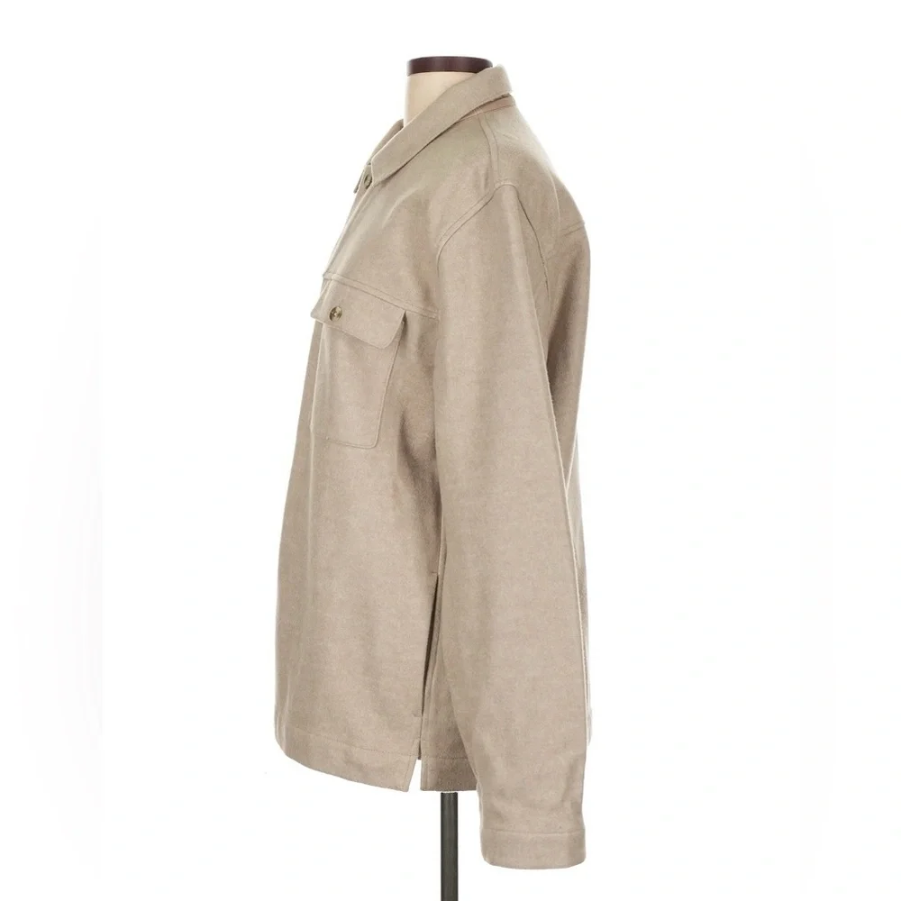 Gap Women’s Wool Blend Cream Tan Shacket Large Button Down Soft Chore Coat - Picture 6 of 15